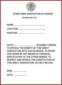 Stingy Men Association Application Form